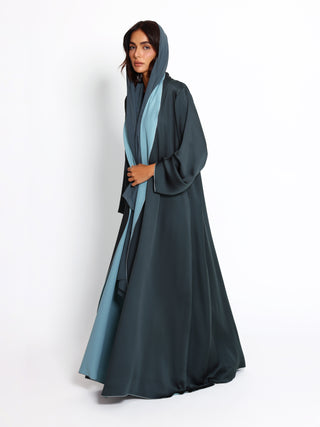 Inside out reversible silk abaya with satin and matte finish