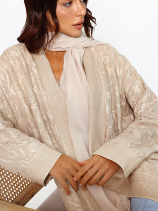 Timeless linen abaya designed for modern modest fashion