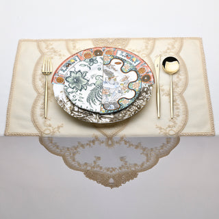 Luxury lace placemat with drop edge design for elegant table setting