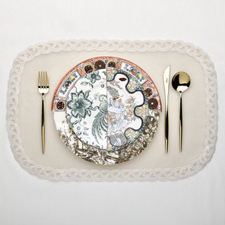 Elegant lace placemat with framed edge design for table setting